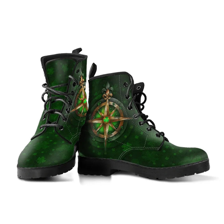 Ireland Leather Boots��- Celtic Irish Compass & Shamrock