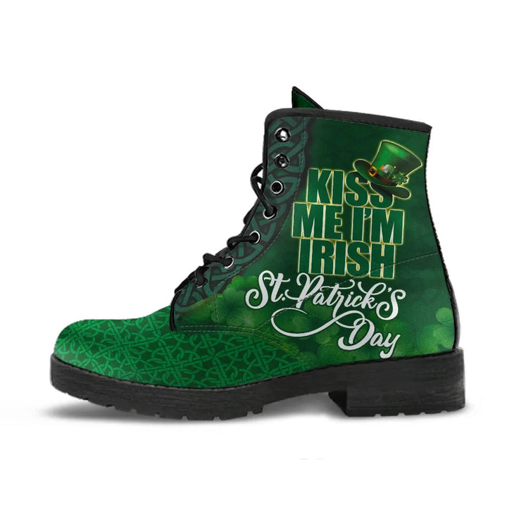 St. Patrick's Day Leather Boot - KISS ME I'M IRISH