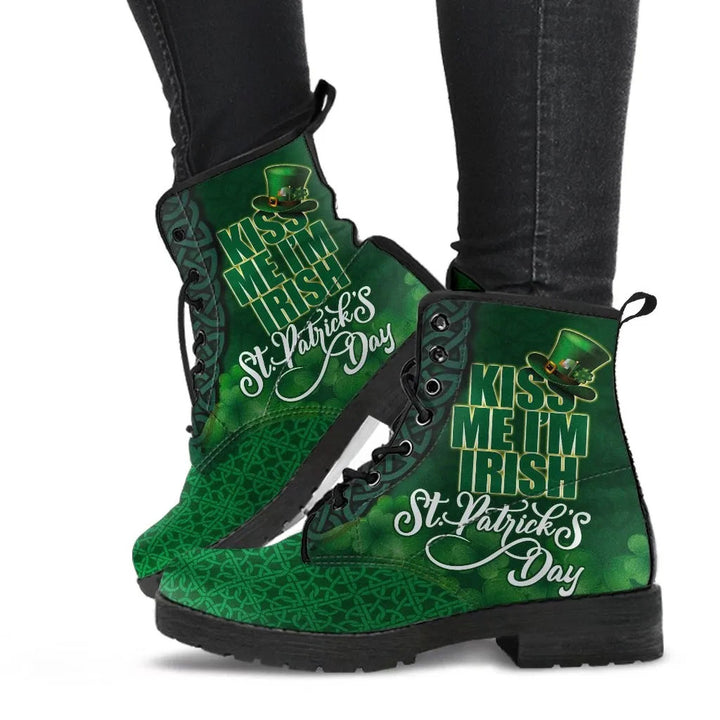 St. Patrick's Day Leather Boot - KISS ME I'M IRISH