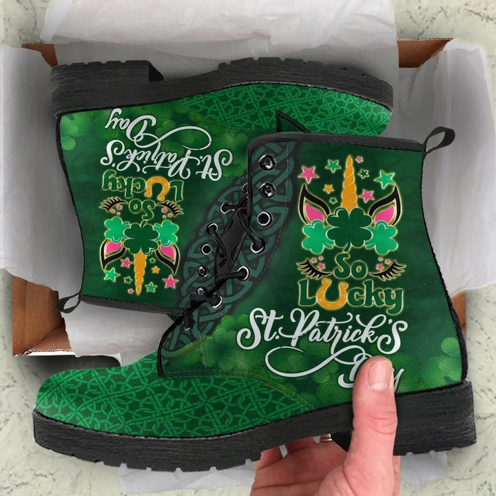 St. Patrick's Day Leather Boot - So Lucky Irish Unicorn