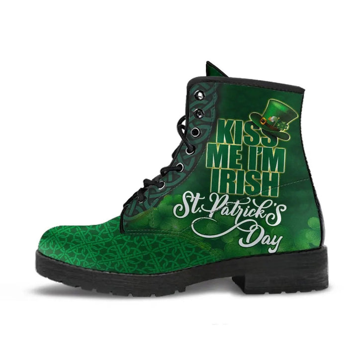 St. Patrick's Day Leather Boot - KISS ME I'M IRISH