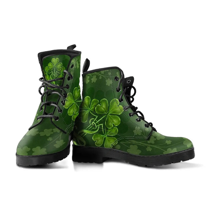 Irish Shamrock Leather Boots - Happy St. Patrick's Day