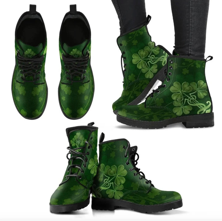 Irish Shamrock Leather Boots - Happy St. Patrick's Day