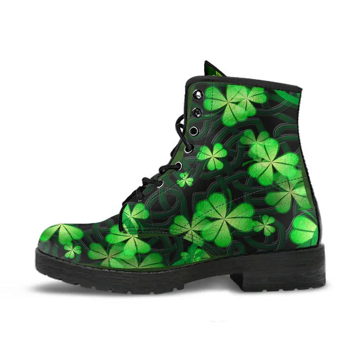 Ireland St. Patrick's Day Leather Boots - Irish Shamrock with Celtic Knot