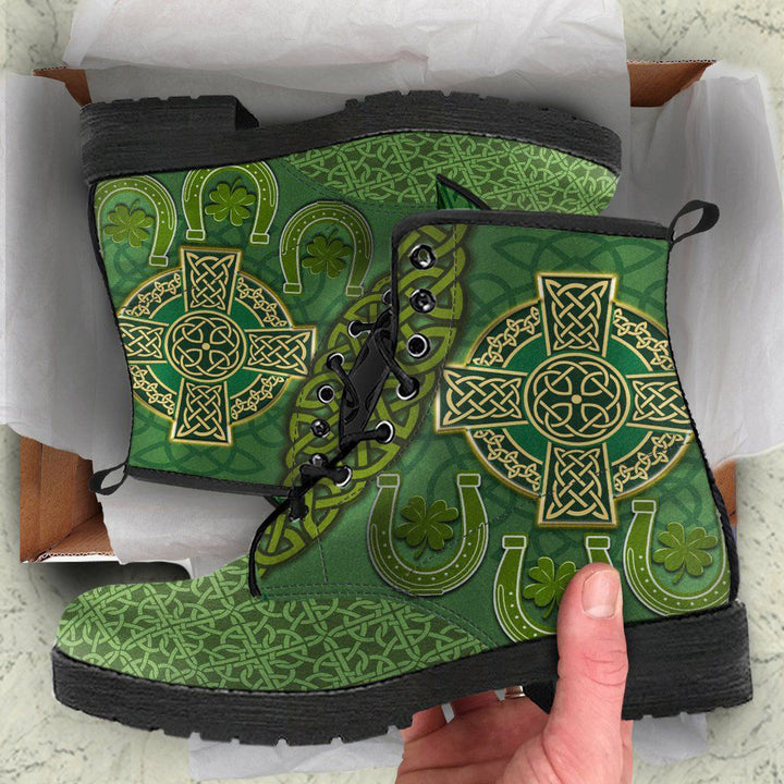 Irish St. Patrick's Day Leather Boot - Ireland Celtic Cross