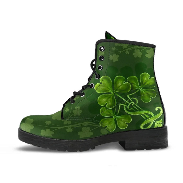 Irish Shamrock Leather Boots - Happy St. Patrick's Day
