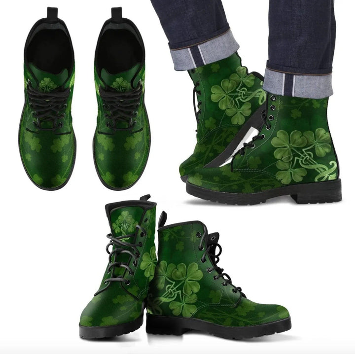 Irish Shamrock Leather Boots - Happy St. Patrick's Day