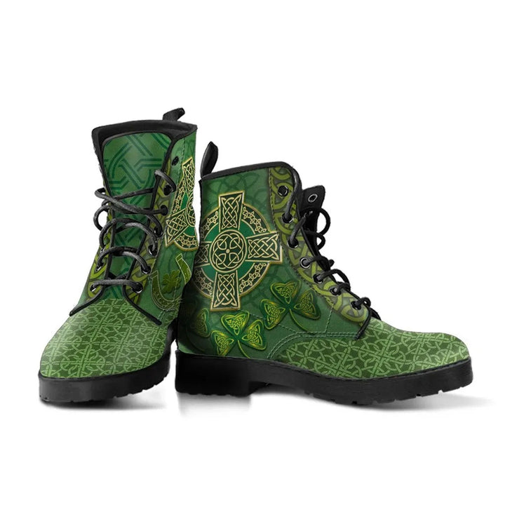 Irish St. Patrick's Day Leather Boot - Ireland Celtic Cross