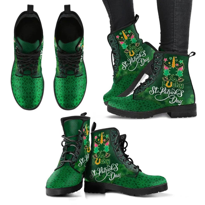 St. Patrick's Day Leather Boot - So Lucky Irish Unicorn