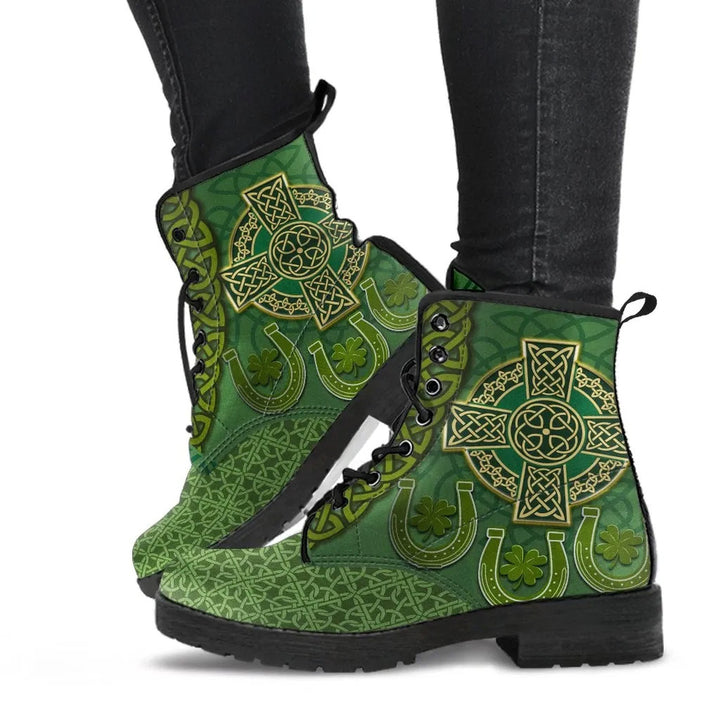 Irish St. Patrick's Day Leather Boot - Ireland Celtic Cross