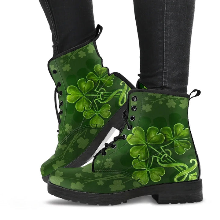 Irish Shamrock Leather Boots - Happy St. Patrick's Day