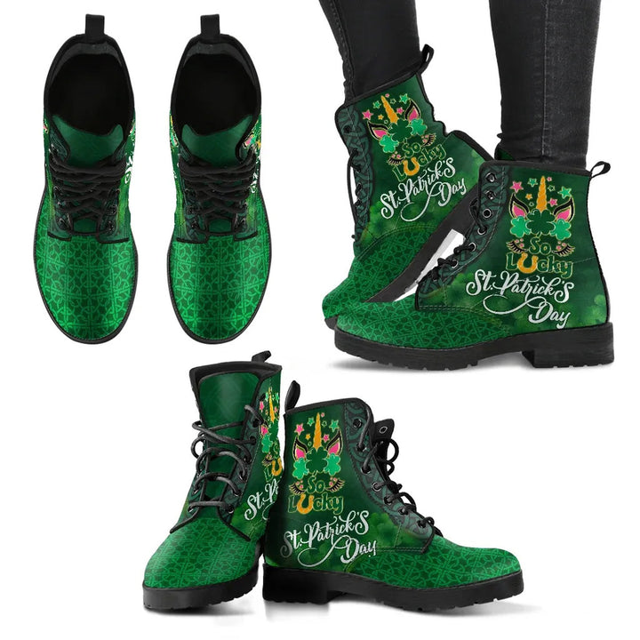 St. Patrick's Day Leather Boot - So Lucky Irish Unicorn