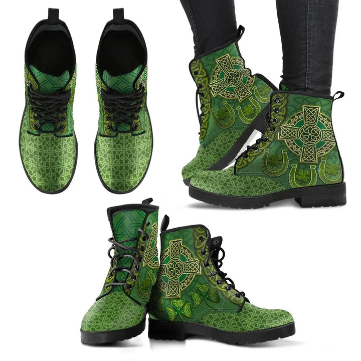 Irish St. Patrick's Day Leather Boot - Ireland Celtic Cross