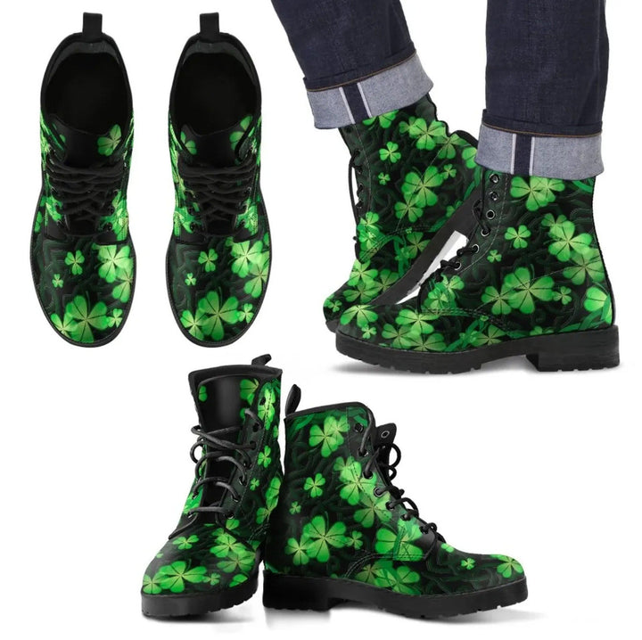 Celtic Leather Boots - Irish Shamrock with Celtic Knot St. Patrick's Day