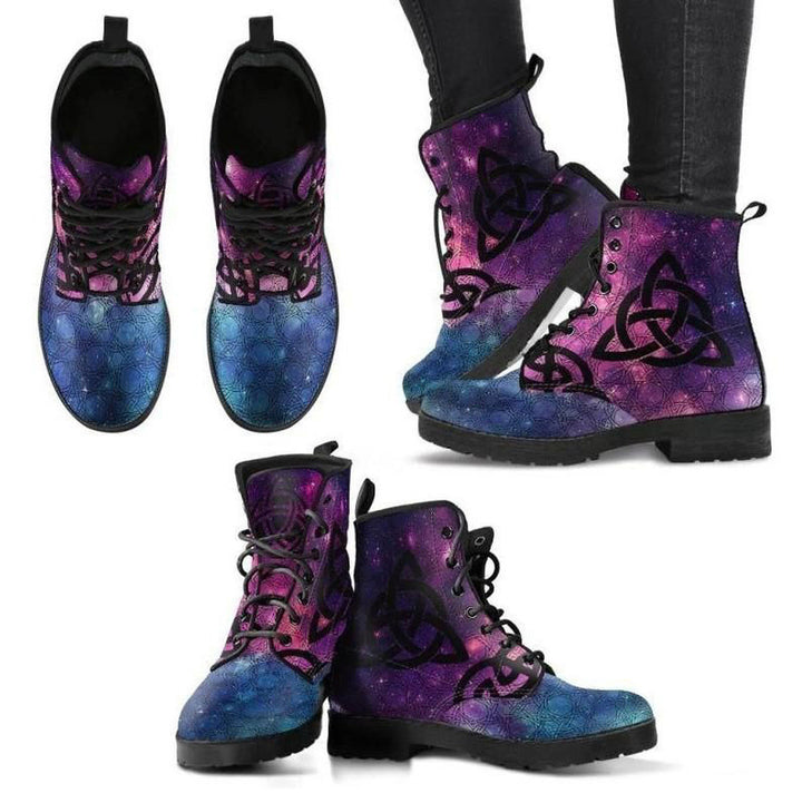 Irish Triquetra Leather Boots - Trinity Knot Celtic Knot