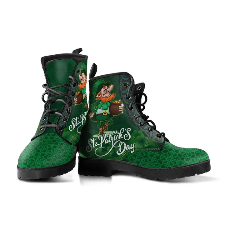 Ireland St. Patrick's Day Leather Boot - Irish Leprechaun with Shamrock