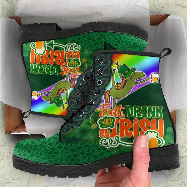 Happy St. Patrick's Day Leather Boot - Eat, Drink and Be Irish