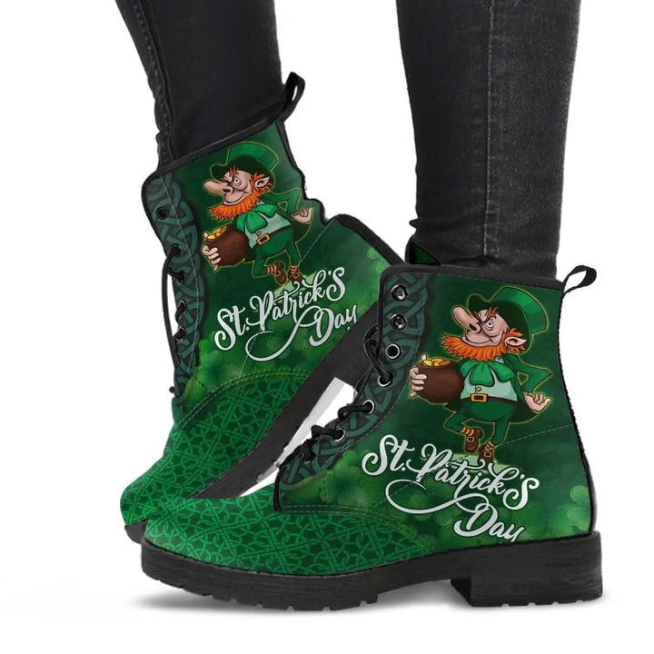 Ireland St. Patrick's Day Leather Boot - Irish Leprechaun with Shamrock