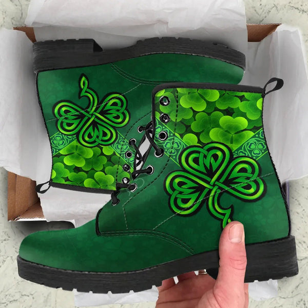 Ireland Celtic Leather Boots - Irish Shamrock Triangle Style