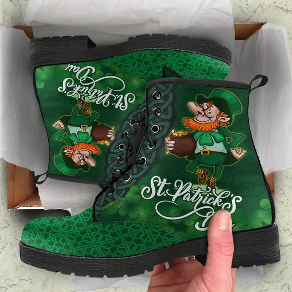 Ireland St. Patrick's Day Leather Boot - Irish Leprechaun with Shamrock