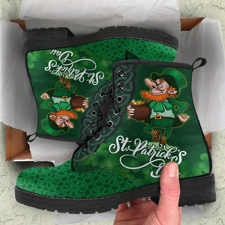Ireland St. Patrick's Day Leather Boot - Irish Leprechaun with Shamrock