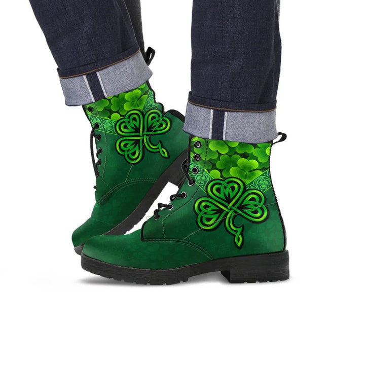 Ireland Celtic Leather Boots - Irish Shamrock Triangle Style