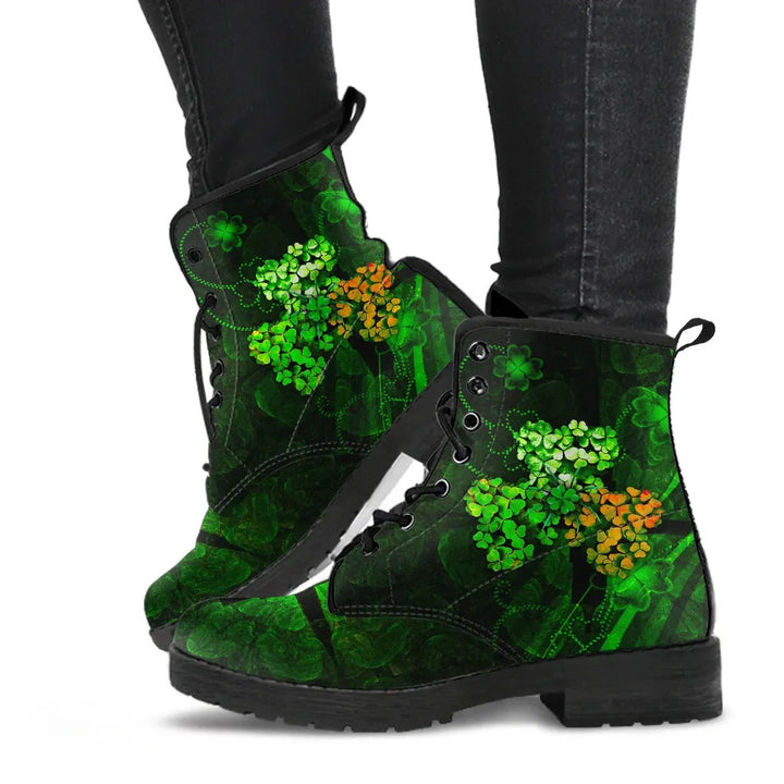 Ireland Celtic Leather Boots - Irish 3D Shamrock