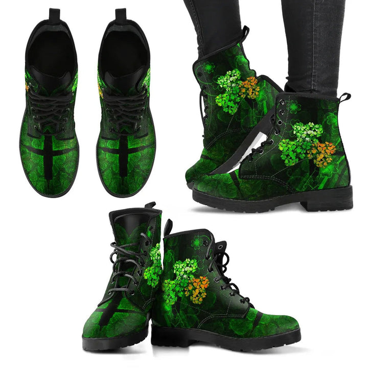 Ireland Celtic Leather Boots - Irish 3D Shamrock