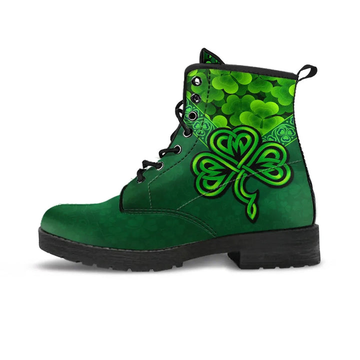 Ireland Celtic Leather Boots - Irish Shamrock Triangle Style