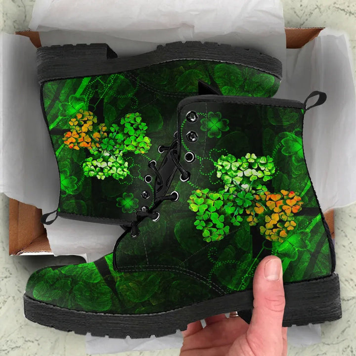 Ireland Celtic Leather Boots - Irish 3D Shamrock