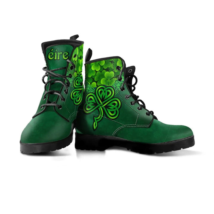Ireland Celtic Leather Boots - Irish Shamrock Triangle Style