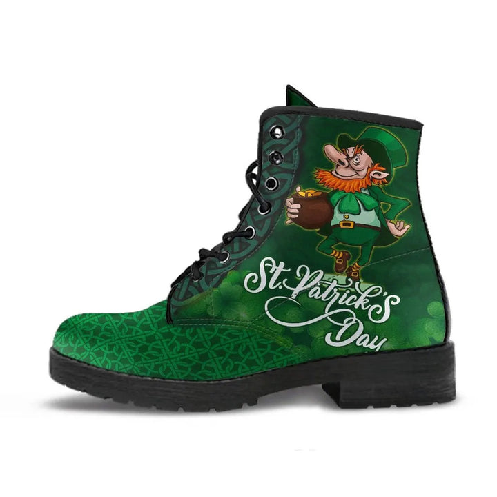 Ireland St. Patrick's Day Leather Boot - Irish Leprechaun with Shamrock