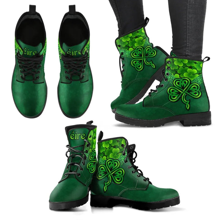 Ireland Celtic Leather Boots - Irish Shamrock Triangle Style