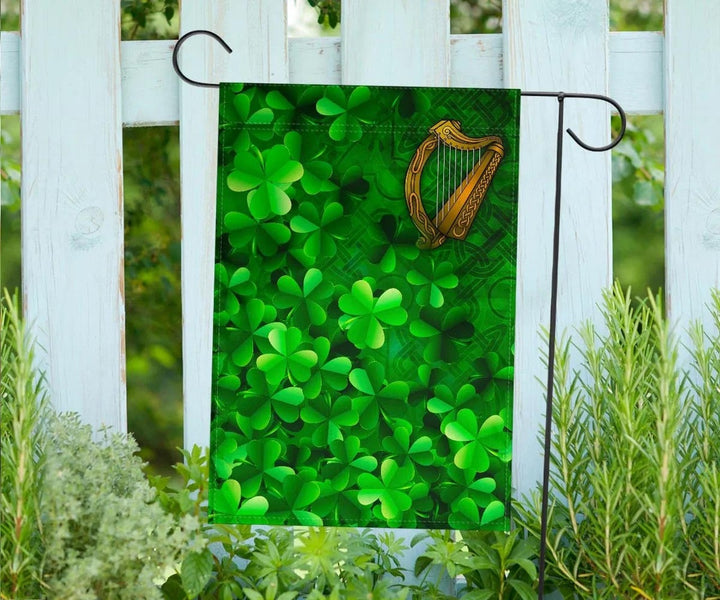 Ireland Celtic Flag - Ireland Celtic Harp With Shamrock