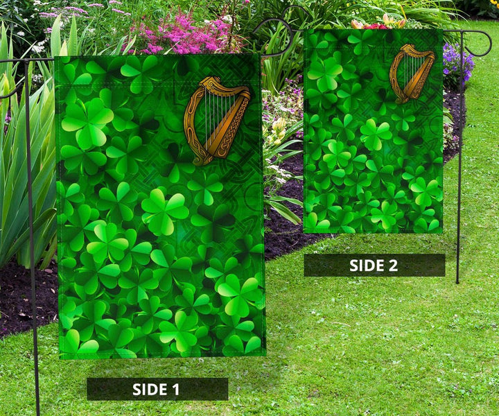 Ireland Celtic Flag - Ireland Celtic Harp With Shamrock