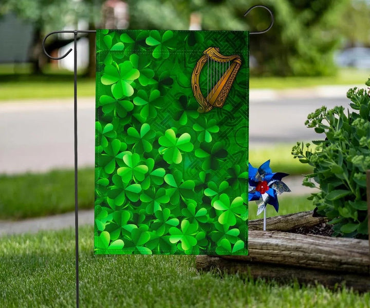 Ireland Celtic Flag - Ireland Celtic Harp With Shamrock