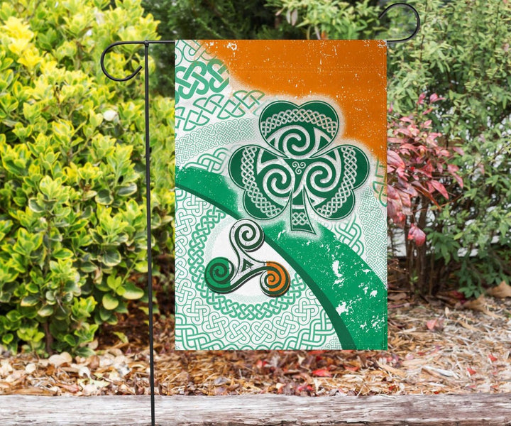 Ireland Celtic Flag - Ireland Shamrock With Celtic Patterns