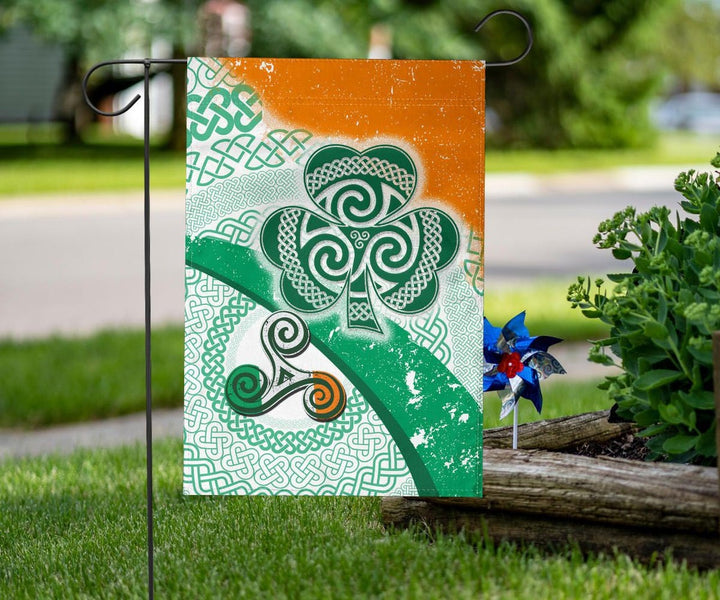 Ireland Celtic Flag - Ireland Shamrock With Celtic Patterns