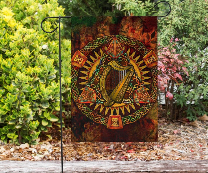 Ireland Celtic Flag - Irish Coat Of Arms Triangle Knotwork Autumn Style