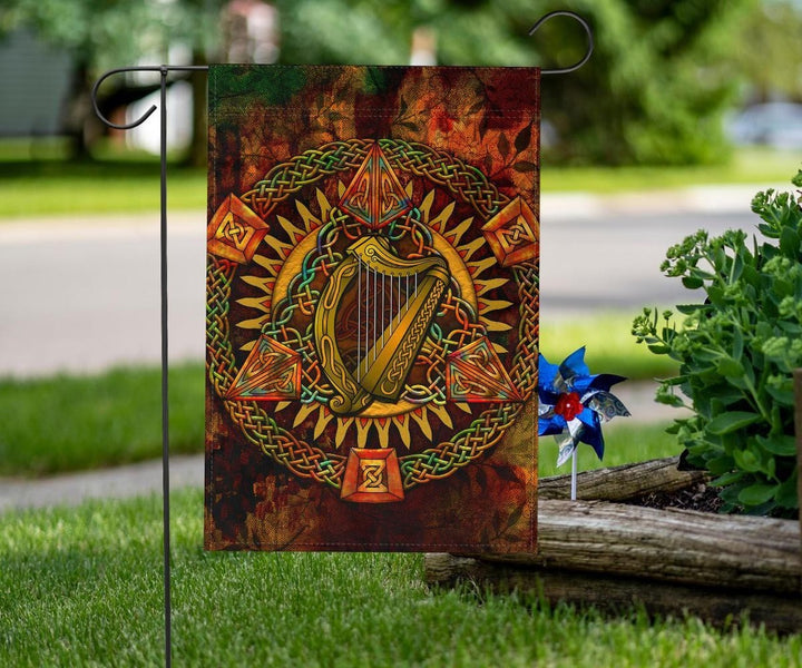 Ireland Celtic Flag - Irish Coat Of Arms Triangle Knotwork Autumn Style