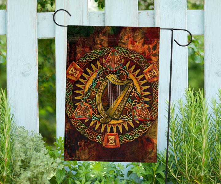 Ireland Celtic Flag - Irish Coat Of Arms Triangle Knotwork Autumn Style