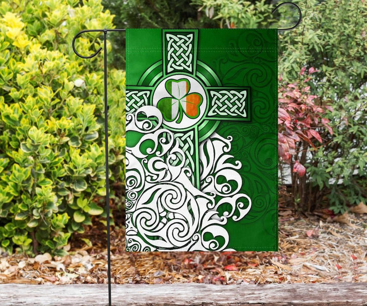 Ireland Celtic Flag - Irish Shamrock Flag With Celtic Cross