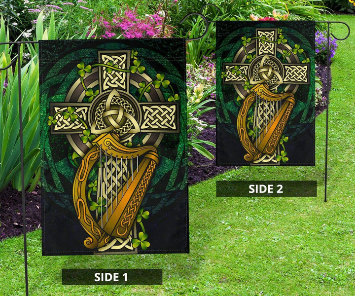 Ireland Celtic Flag - Ireland Coat Of Arms with Celtic Cross