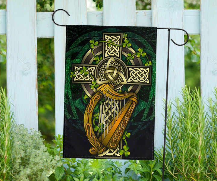 Ireland Celtic Flag - Ireland Coat Of Arms with Celtic Cross