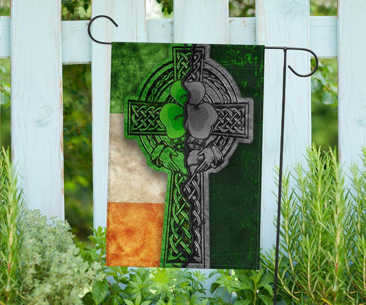 Ireland Celtic Flag - Irish Claddagh Cross