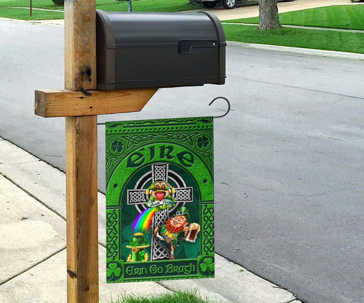 Ireland St. Patrick's Day Flag - Leprechaun with Celtic Claddagh Ring Cross