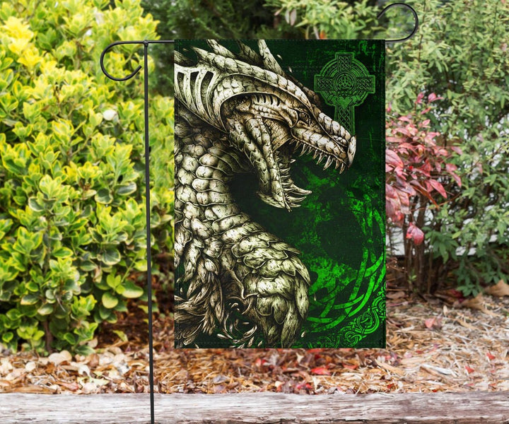 Ireland Celtic Flag - Dragon & Claddagh Cross