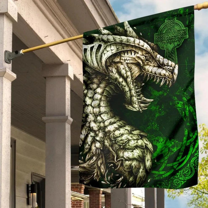 Ireland Celtic Flag - Dragon & Claddagh Cross