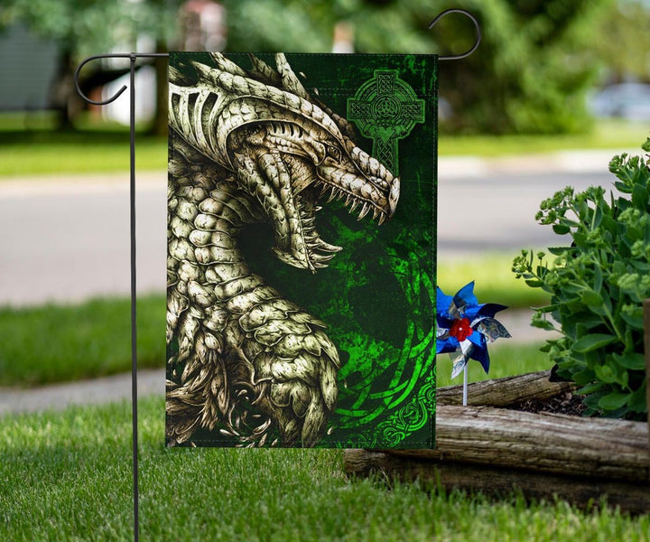 Ireland Celtic Flag - Dragon & Claddagh Cross