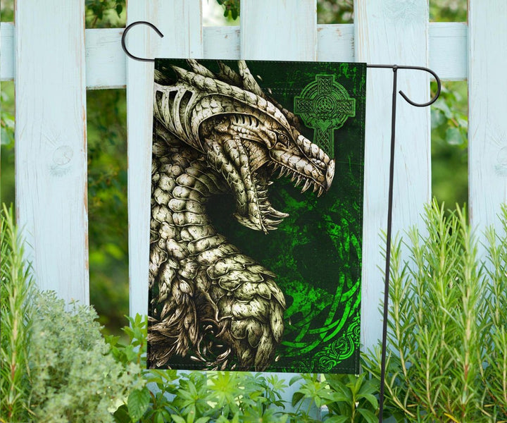 Ireland Celtic Flag - Dragon & Claddagh Cross